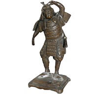 самурай, бронзовая антикварная статуэтка эпохи Эдо