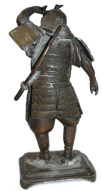 японская антикварная бронзовая фигура самурая, 1800-е гг.