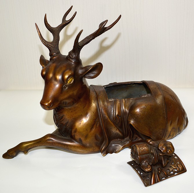 японская бронзовая курильница в виде фигуры Священного Оленя, эпоха Мэйдзи