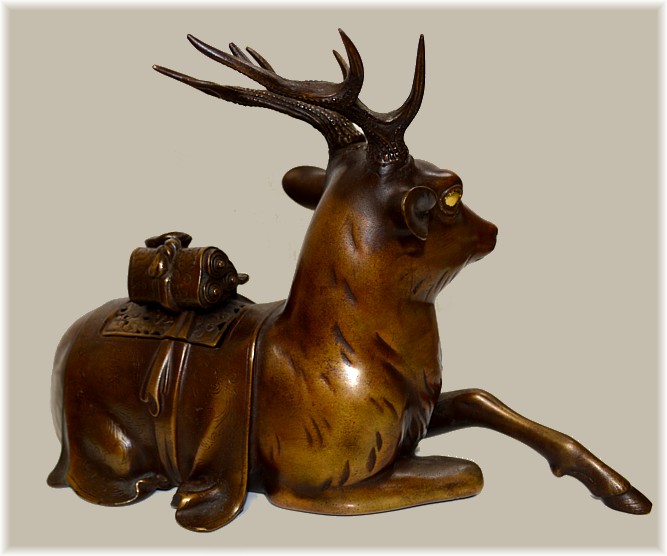 японская бронзовая курильница в виде фигуры Священного Оленя, эпоха Мэйдзи