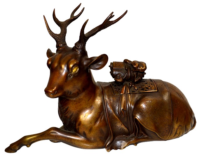 японская бронзовая курильница в виде фигуры Священного Оленя, эпоха Мэйдзи