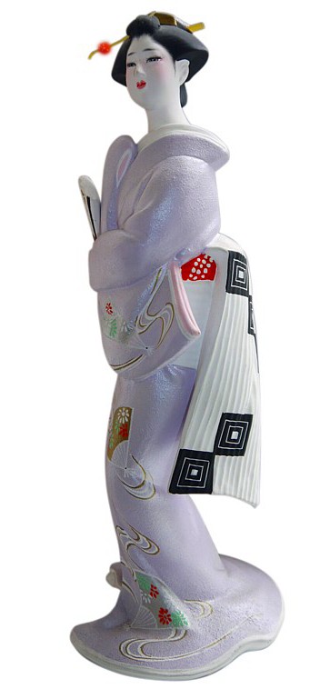 японская статуэтка из керамики Девушка с веером