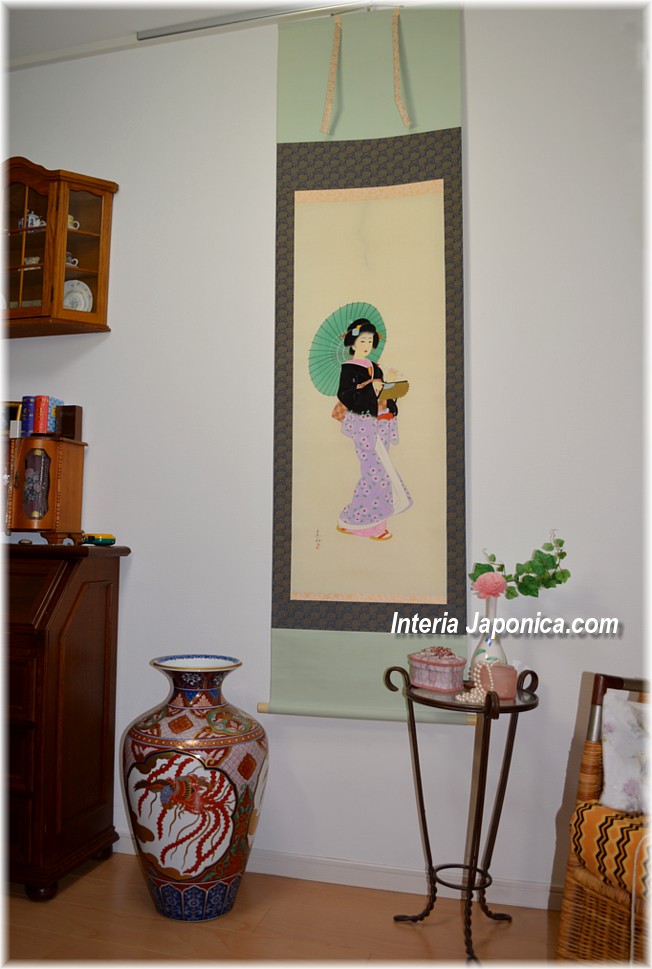 японский антикварный рисунок на свитке