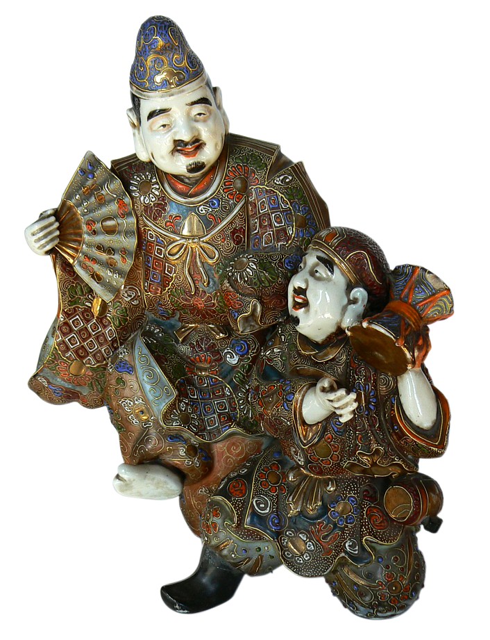 Дайкоку и Эбису, японская антикварная фарфоровая статуэтка, 1800-е гг.
