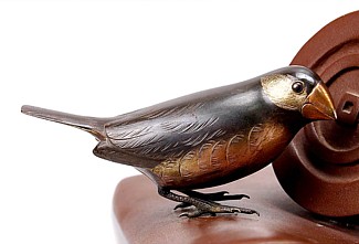 japanese antique bronze figurine of bird, Meiji era