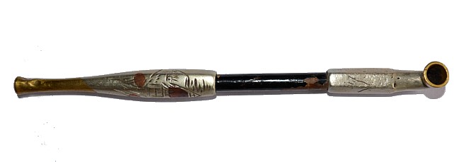 japanese geisha's  antique silver smoking pipe, Meiji era