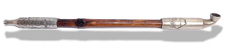 japanese antique tobacco pipe and self-defense weapon or kenka kiseru
