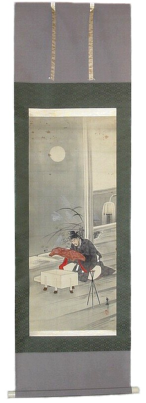 Japanese antique picture on scroll, 1912
