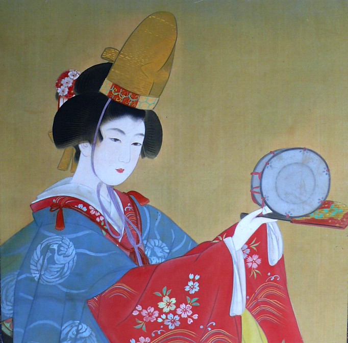 Japanese Lady dancer, painting on scroll, 1920's