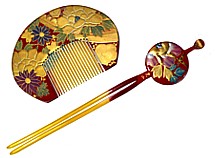 japanese traditional hair accessories: comb and hair-pin set, Showa periodi