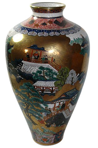 satsuma vase in namban style, Meiji period