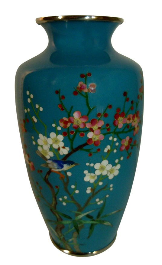 japanese antique silver cloisonne vase