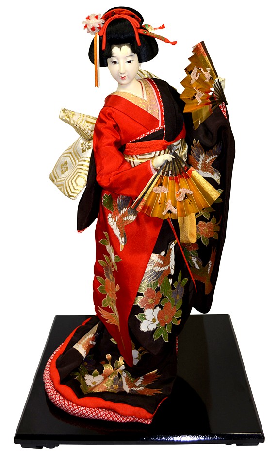 Japanese collectible doll dressed with wonderful kimono, vintage