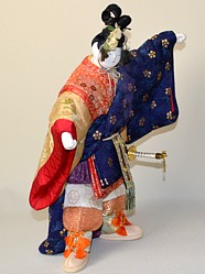 Japanese kimekomi doll of a dancing nobleman, 1950's. 