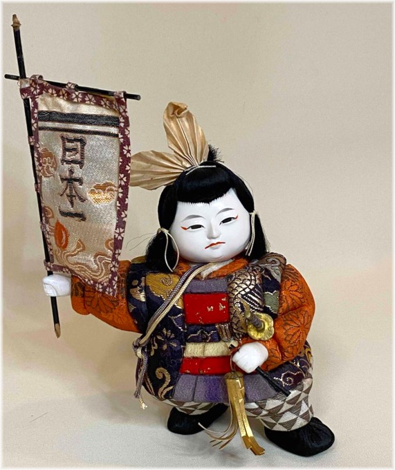 japanese antique doll of a young samurai warrior, 1950's