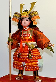 japanese antique doll of a young samurai, 1930's