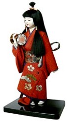 japanese antique doll of dancing girl with drum, 1930's