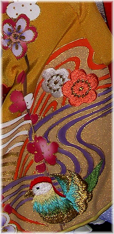 japanese traditional doll: detail of kimono design