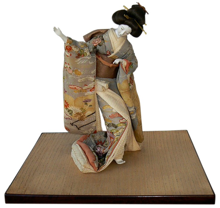 japanese antique doll of a dancing lady from late  Meiji period