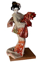 japanese antiqiue silk faced doll of a dancer, 1940's