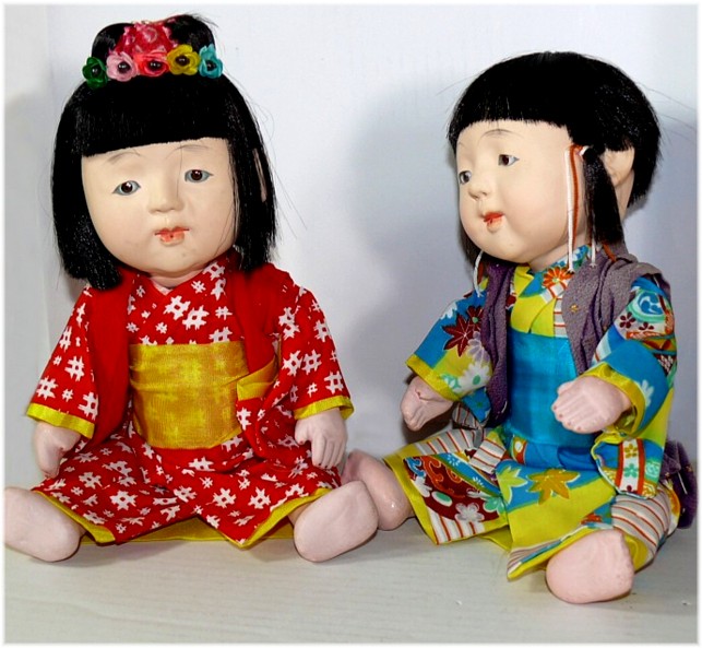 japanese pair of traditionall ichimatsu dolls