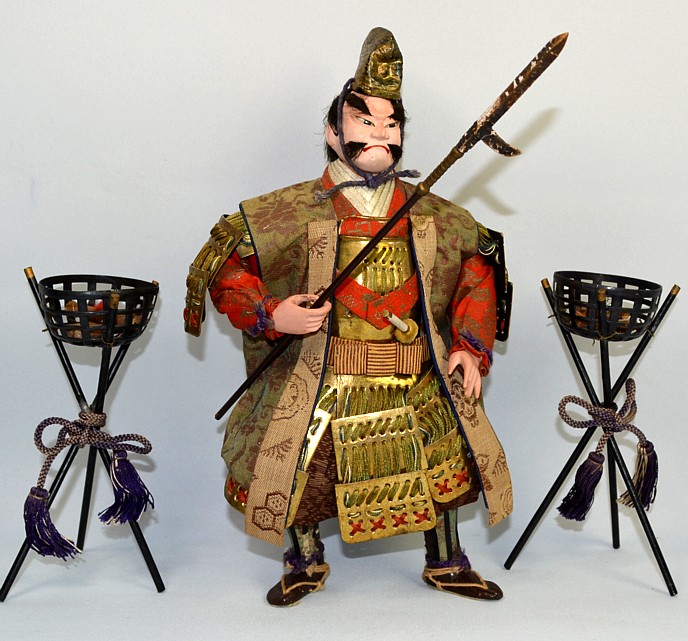 japanese antique doll of a Samurai warrior, Meiji era