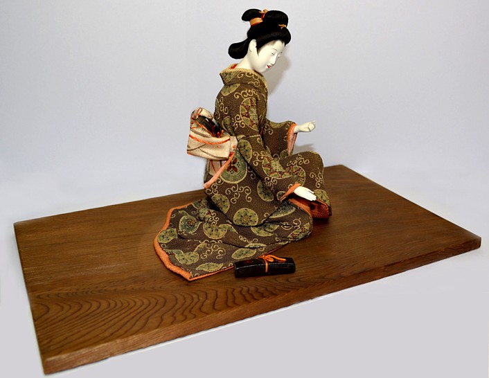 japanese antique young lady doll, Meiji period
