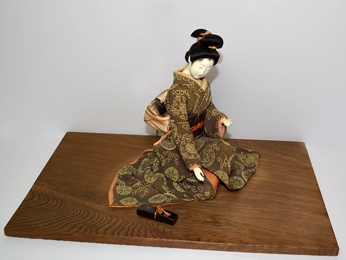 japanese antique young lady doll, Meiji period