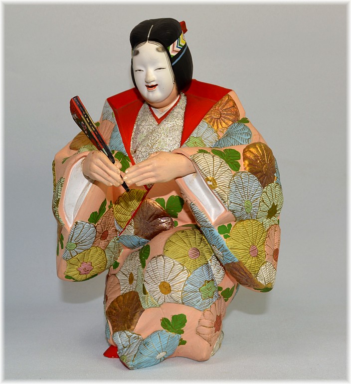 japanese traditinonal clay doll of Noh Theatre Charachter