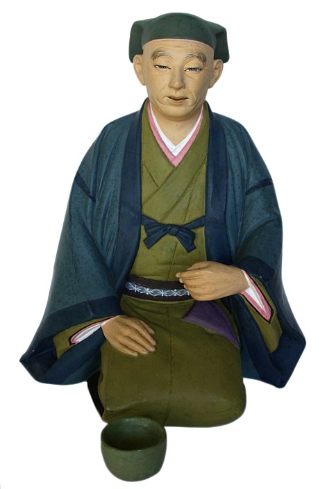 japanese hakata figurine of tea ceremony master