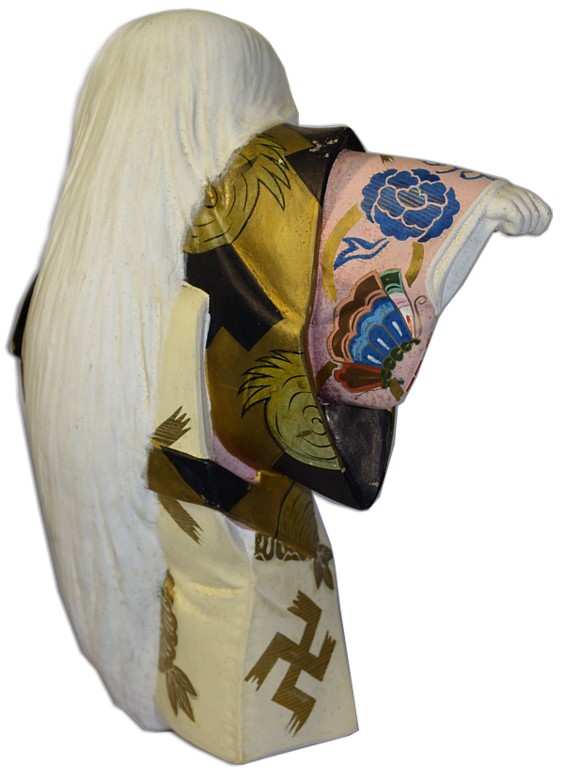 Japanese Hakata clay doll of a Kabuki actor as  White Lion character