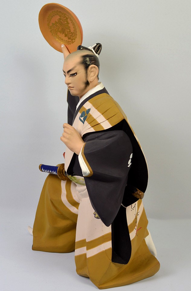 japanese antique hakata figure of a samurai warrior, 1950's