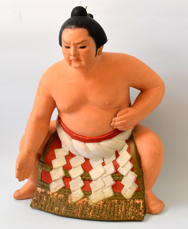 japanese  clay doll of a Sumo Wrestler, 1950's