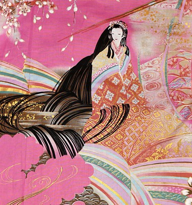 рисунок ткани японского кимоно