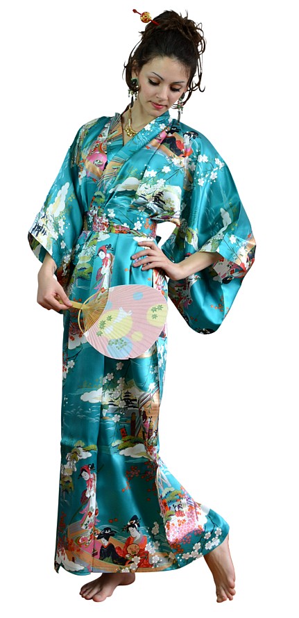 шелковый женский халат в японском стиле, сделано в Японии