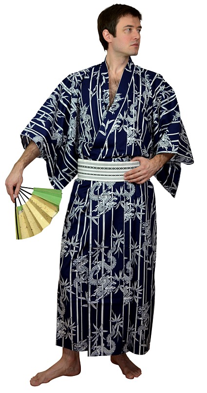 japanese traditional outfit for man: cottom kimono and obi belt. The Japonic Online Store