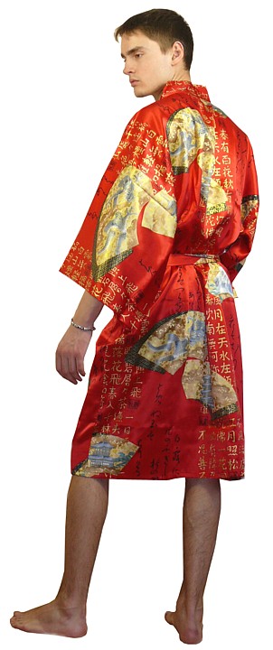 japanese man's silk short kimono NIKKO, red color