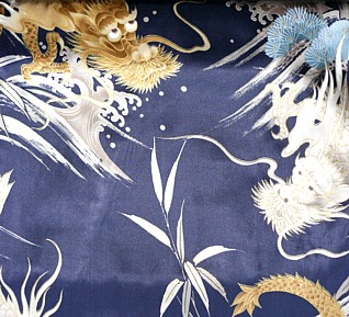 japanese blue silk kimono fabric