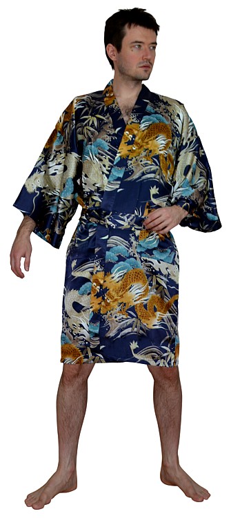 man's 100% silk kimono style home gown