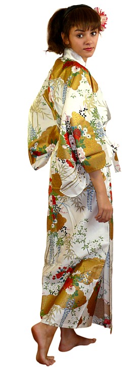 japanese kimono robe, cotton 100%, white color