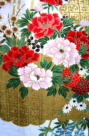 japanese pure cotton white kimono fabric design, detail