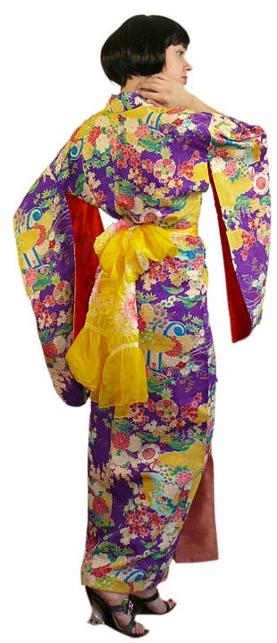 japanese silk kimono ans silk obi belt