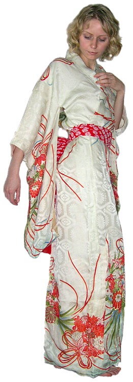 japanese silk kimono and obi belt. japanese traditional clothes