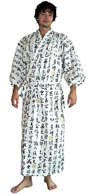 японская традиционная мужская юката (кимоно из хлопка) - стильная одежда для дома