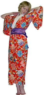 антикварное  японское шелковое кимоно