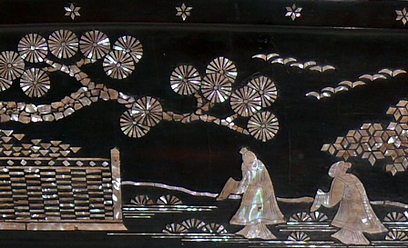 инкрустация наяпонской подставке для катаны, деталь