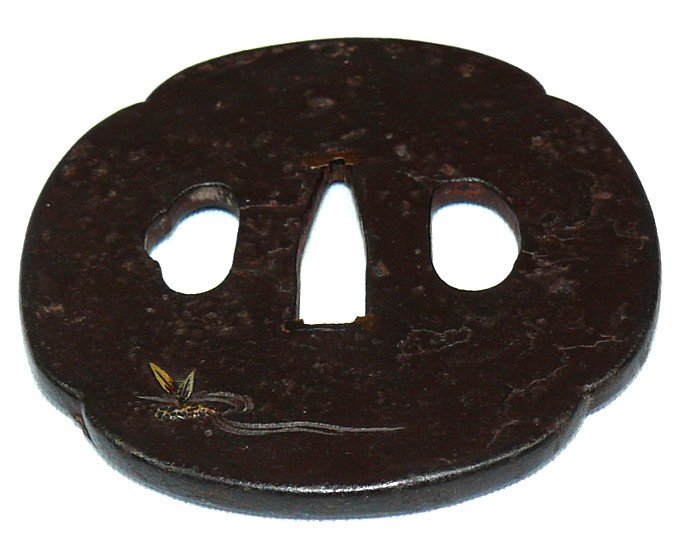 антикварная гарда (цуба) японского меча, железо, ковка, эпоха Эдо