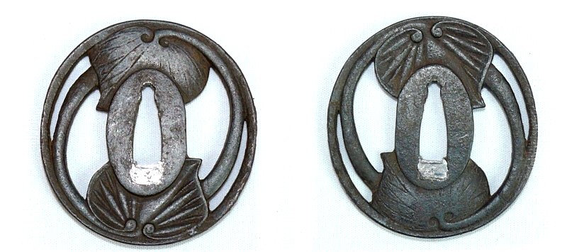 антикварная гарда (цуба) японского меча вакидзаси эпохи Эдо