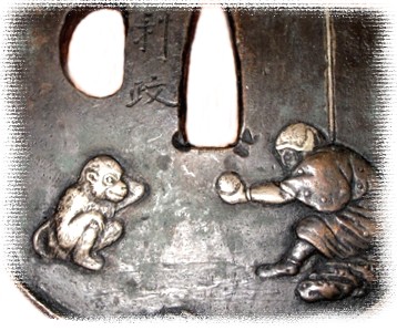 цува японского меча с изображением по мотивам притчи