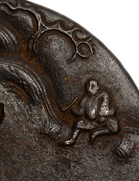 цуба японской катаны, деталь. Железо, ковка, резьба, эпоха Эдо